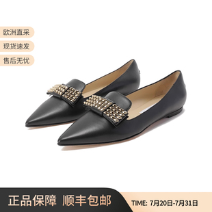 CHOO女士羊皮革铆钉装 平底单鞋 JIMMY 饰尖头乐福鞋 AQF 皮鞋 GALA