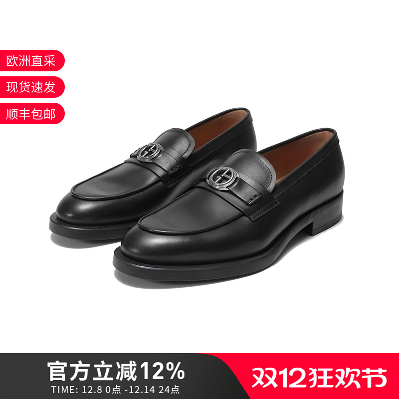 阿玛尼乐福鞋单鞋LOGO装饰