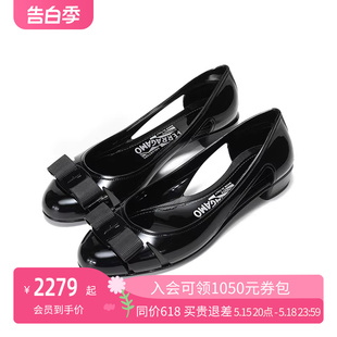 粗跟鞋 单鞋 JELLY系列PVC蝴蝶结饰扣果冻鞋 菲拉格慕女士VARA