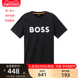 BOSS 男士 棉质LOGO图案圆领男装 50483711 雨果博斯HUGO 短袖 T恤