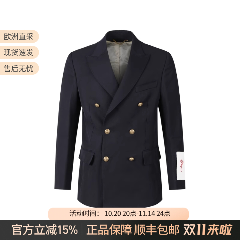 黄金鹅双排扣西服外套学院风