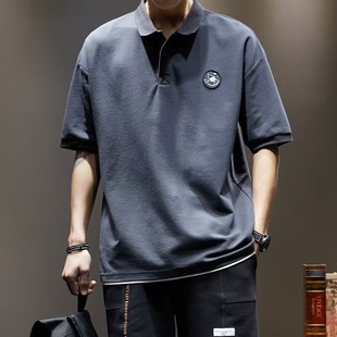 潮牌高级感POLO衫 T恤男宽松300斤加肥大码 美式 短袖 保罗衫 胖子衬衫