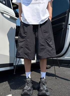 大码山本风暗黑系机能褶皱短裤男