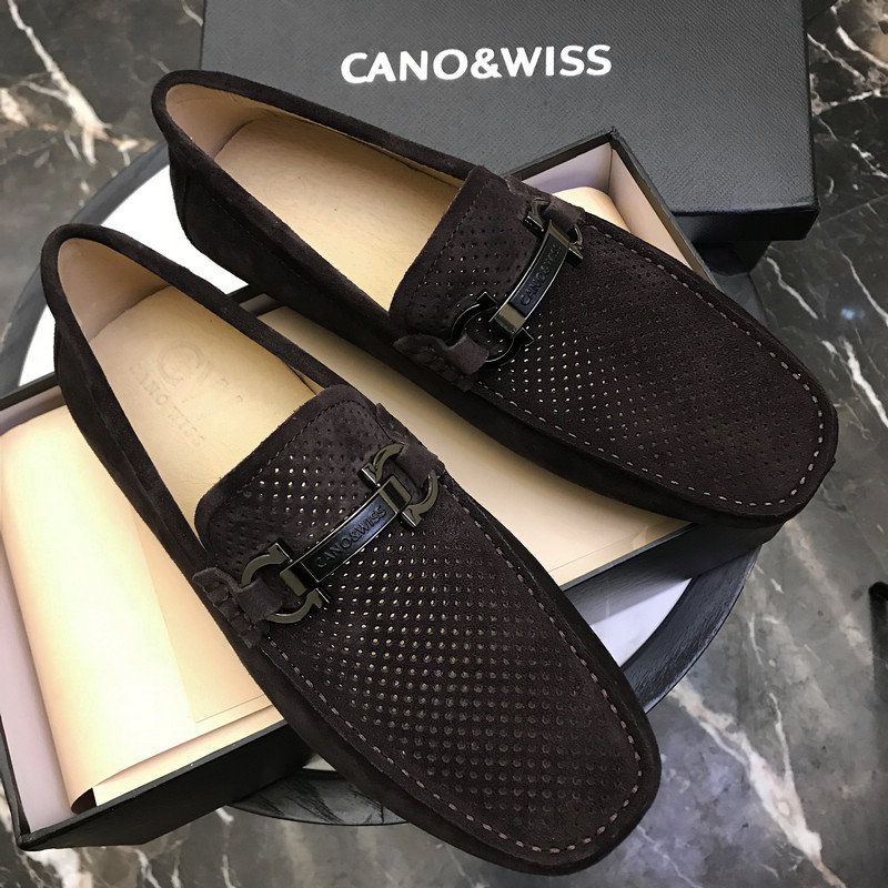 卡诺威士豆豆鞋真皮牛反绒马衔扣