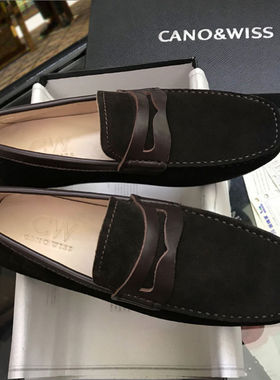 CW2026春季新款乐福鞋男鞋真皮高级感豆豆鞋翻毛潮英伦懒人一脚蹬