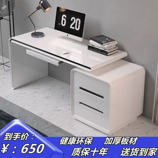 家用小户型卧室简约现代烤漆白色学习办公桌笔记本书桌 电脑桌台式