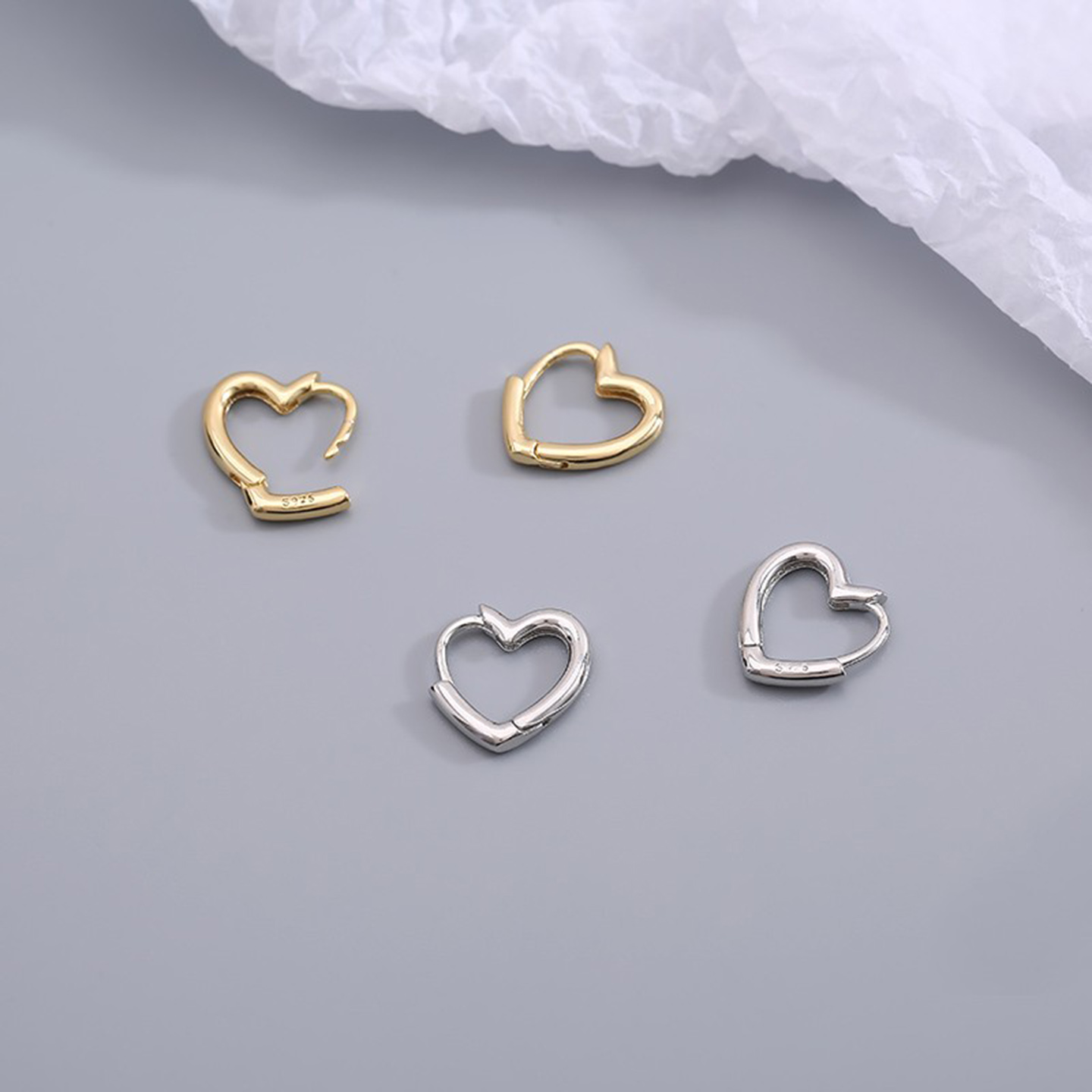 s925纯银爱心耳扣女新款潮ins甜