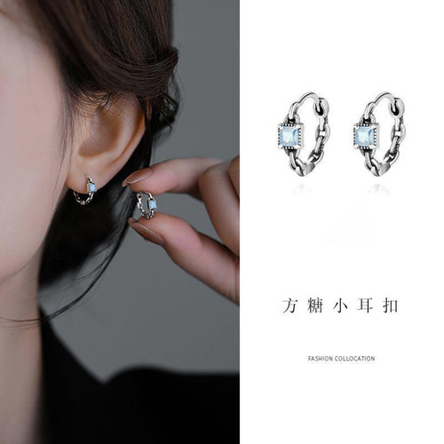 蓝色几何耳环小众设计感耳钉