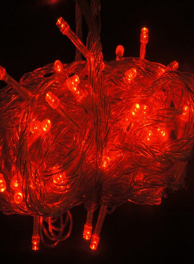 红色LED彩灯闪灯串灯满天星装饰灯圣诞树挂饰蓝色星星灯10米粉色
