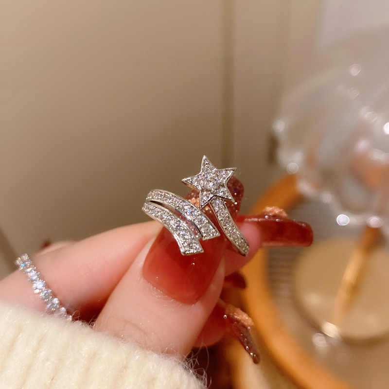 时髦搭子 闪钻星星开口戒指精致百搭日常轻奢指环配饰