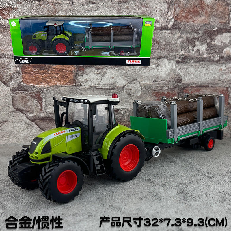 马珂垯/合金拖拉机模型伐木车运输车翻斗车农用车助力玩具盒装