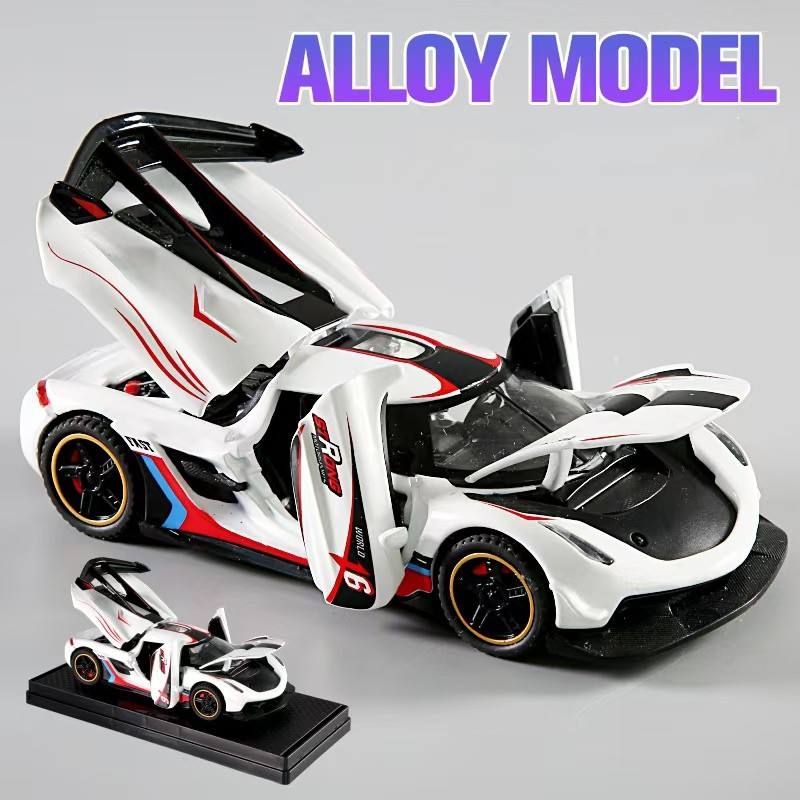 新款 1:32柯尼赛车模型合金仿真跑车超跑儿童声光玩具车收藏摆件