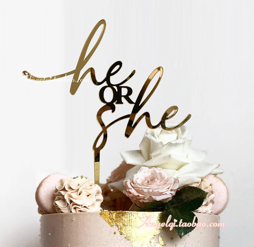 GenderRevealCakeTopper插牌