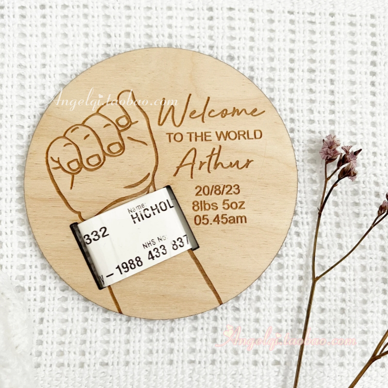 Baby Birth Announcement Bracelet Holder 定制新生儿出生告示牌