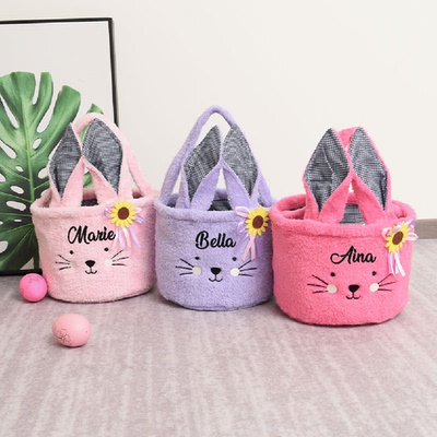 定制复活节兔子礼物手提袋兔耳朵篮子复活节装饰品 Easter Basket