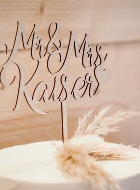 Mr and Mrs Wedding Cake Topper 定制婚礼蛋糕插牌派对拍照道具