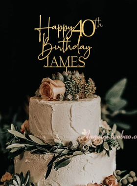 Happy Birthday Cake Toppe r定制名字年龄蛋糕插件生日蛋糕插牌