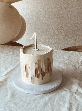0~6 Numbers Wood Cake Topper木质蛋糕插件数字生日蛋糕插牌装饰