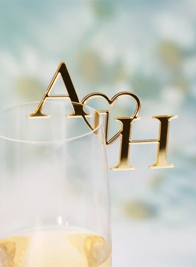 Custom Initials Heart Wedding Drink Tags定制首字母婚礼装饰品