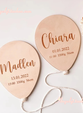 wooden sign balloon nursery decor 定制名字婴儿出生公告牌装饰