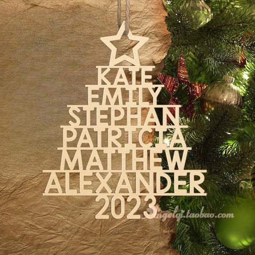 Christmas Tree Ornament with Family Names 定制圣诞节礼物挂饰