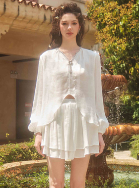 正品授权IA WARM AID ING2023春夏新品白色水钻不规则上衣裤裙女