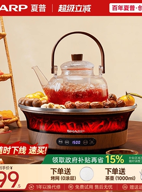夏普围炉煮茶器家用插电茶炉套装红煮茶电陶炉养生壶居家室内网