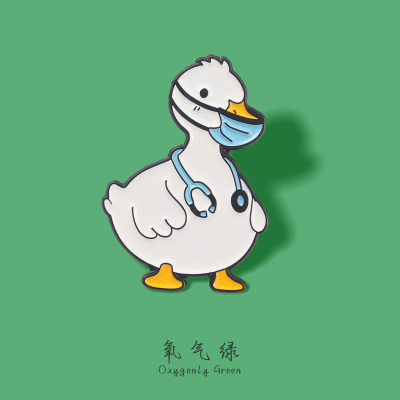 可爱鸭胸针氧气绿合金包邮可爱