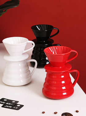 陶瓷手冲咖啡滤杯套装V60过滤杯家用加厚滴漏式咖啡分享壶云朵壶