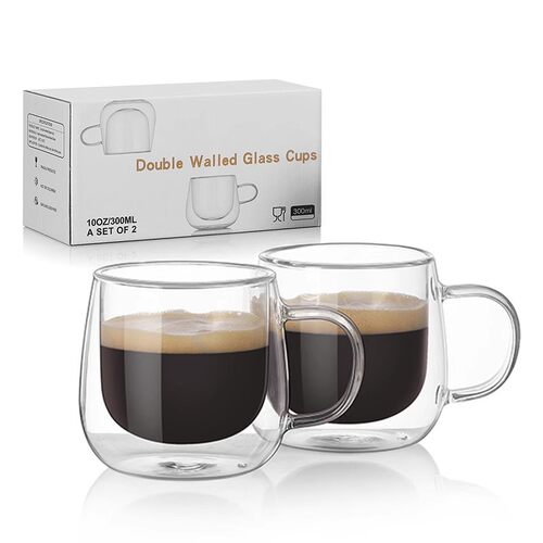 双层玻璃咖啡杯家用耐热带把水杯