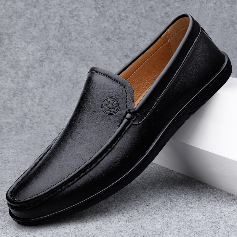 男士休闲鞋懒人一脚蹬皮鞋豆豆鞋