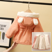 女宝宝棉服儿童1 加绒夹棉外套翅膀派克服 3岁5卡通棉衣女小童冬装
