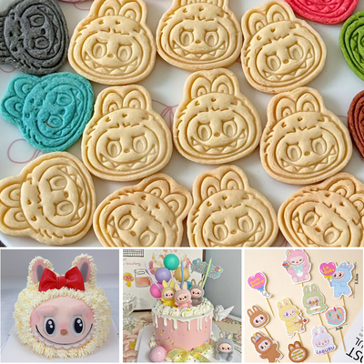 拉布布蛋糕装饰卡通摆件生日配件labubu饼干模具翻糖塑料压切模具