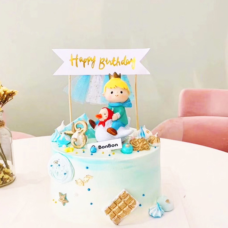 小王子生日蛋糕摆件仰望日落候鸟飞行王子烘焙派对装扮蛋糕装饰