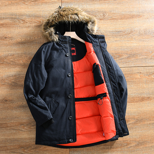 出口欧美~80灰鸭绒！外贸尾货！冬季男士加厚保暖中长款羽绒服潮
