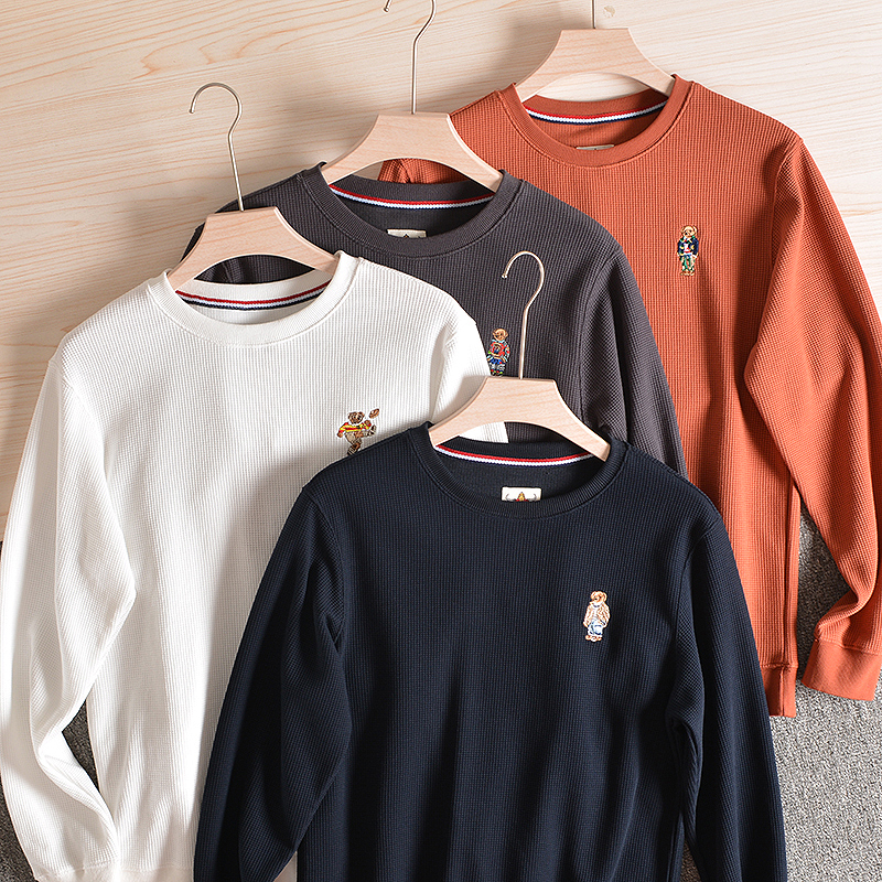 秋冬男士时尚休闲套头华夫格面料