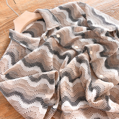 【西班牙系~缕空提花+OMD订单】夏季男士时尚百搭翻领短袖衬衫潮