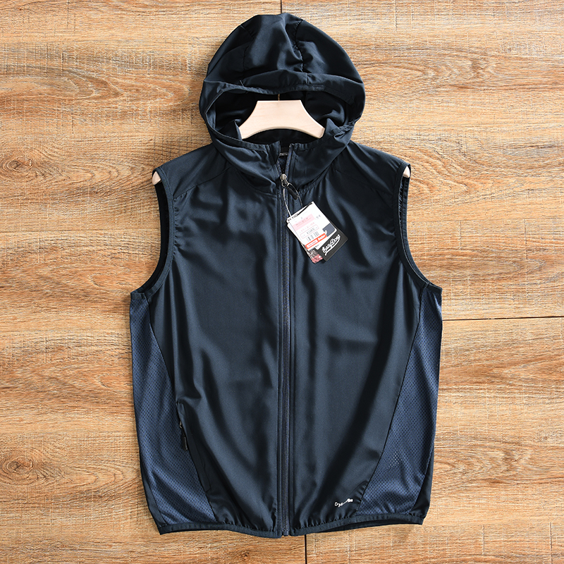 网眼拼接连帽无袖坎肩马甲