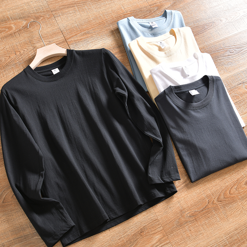 外贸尾货长袖日系全棉T恤