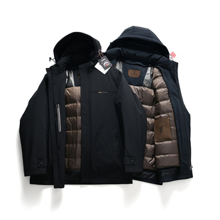 【可拆卸内胆+防泼水+鸭绒充填】冬季男士加厚保暖行政羽绒服外套