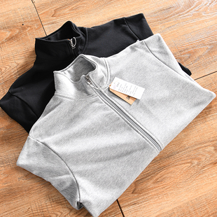 针织毛圈料 外贸尾货 春季 立领百搭开衫 复古 男士 卫衣外套 美式