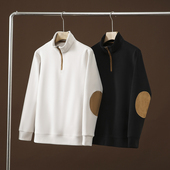 绒面 男士 细腻亲肤 后肘补丁 秋冬季 意式 休闲半拉链立领卫衣潮