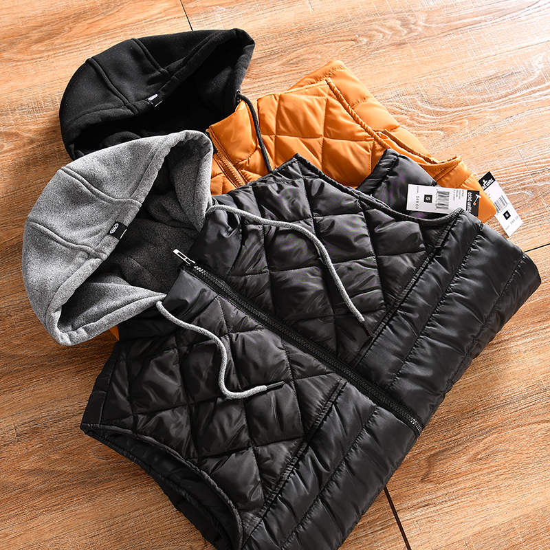 【出口欧美~吊卡48美叨~外贸尾货】秋冬男士休闲百搭连帽坎肩马甲