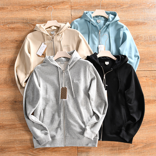 【日单-全棉毛圈+刺绣工艺~外贸尾货】春季男士连帽休闲开衫卫衣