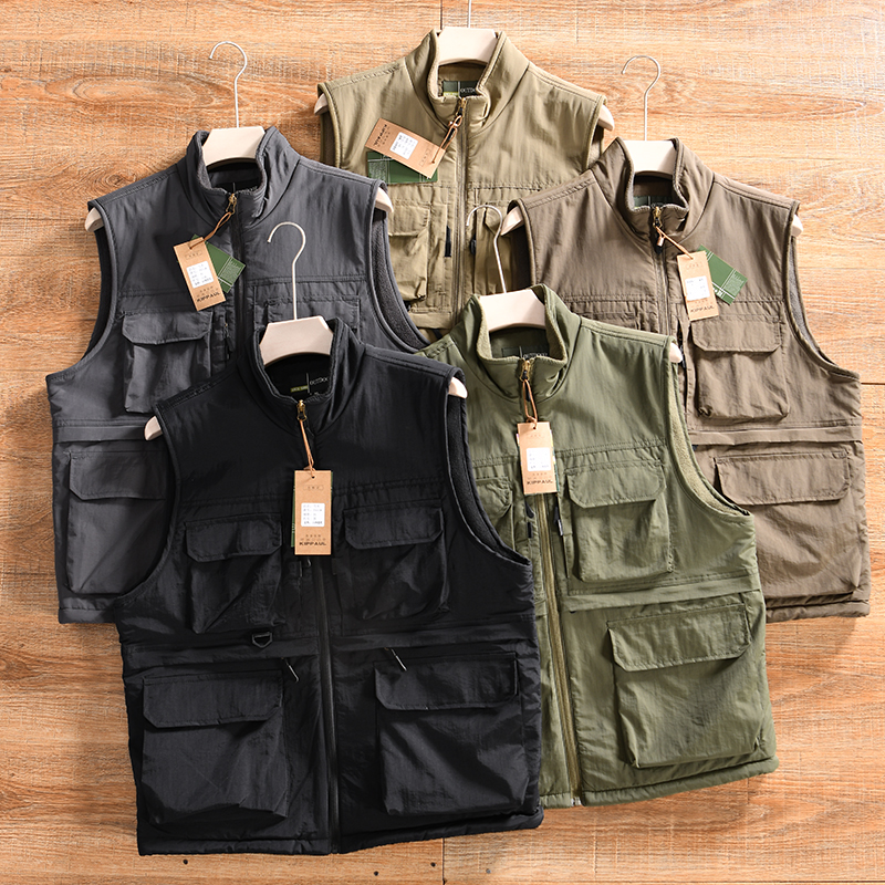 【加绒加厚-耐磨防泼水】冬季男士户外运动休闲工装立领马甲坎肩