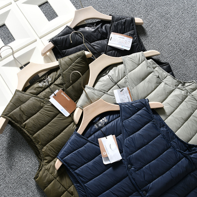 【韩国单~羽绒+丝绵充填~外贸尾货】秋冬季情侣款V领羽绒马甲背心