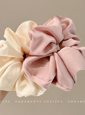 褶皱缎面大肠发圈女2026新款超大扎头皮筋发绳慵懒风头花头绳头饰