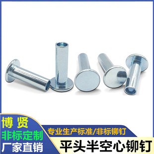 5MM 4.7MM 6MM碳钢蓝白锌柳钉非标铆接钉 4MM 平头半空心铆钉3MM