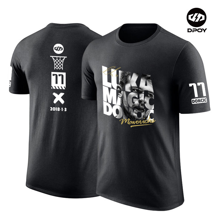 dpoy原创小众设计独行侠东契奇头像重磅纯棉男春季t恤短袖美式