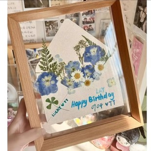 diy手工相框春日来信干花材料包压花信封贺卡情侣摆件相框装饰品